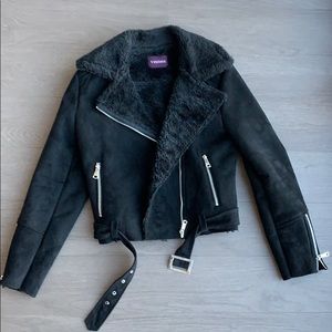 Black suede and fur jacket!!